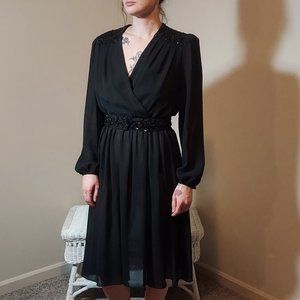 Vintage JT Dress Sequins Shoulders Blouson Dress Size 12